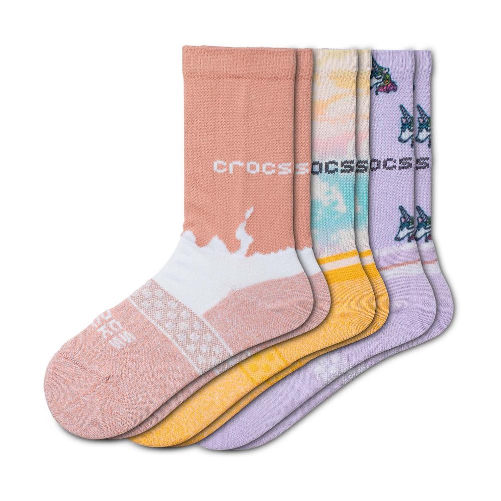 Chaussettes Crocs Crew 3-Pack Garcon Multicolore | France 1667RVDW